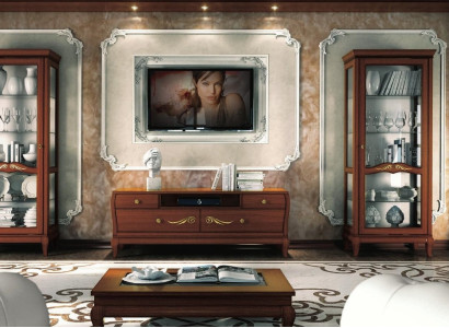 rtv Set 3tlg. Wohnzimmer Vitrine TV Moderne Holz Möbel Schrank Stil Neu Gruppe